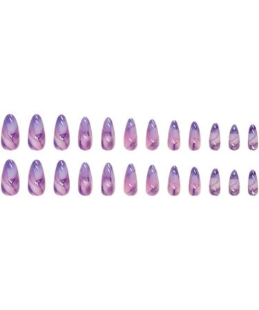 TQUXNGA 24x/Box Almond False Nail Full Cover Stick on Nail Almond Nail Tips Purple False Nail Press On Nail Artificial Nail - Buy Online on GoSupps.com