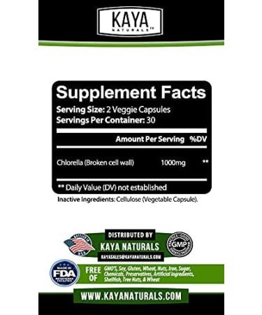 Kaya Naturals Organic Chlorella Broken Cell Wall Capsules - Liver Cleanse Detox Formula - Superfood & Detox Supplement - 60 Veggie Capsules - Buy Online on GoSupps.com