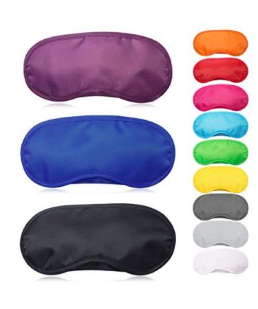 Exacoo 12 Pcs Multicolor Sleep Eye Mask Soft Eye Mask Cover Lightweight Blindfold with Elastic Strap Headband Eyeshades for Travel Nap Eye Cover for Kids Women Men 12 Colors