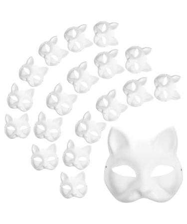Abaodam 30 pieces of cat mask Therian-Masks white fox mask paper Unpainted blank diy animal mask Half faces ancestor for carnival masquerade cosplay party accessories