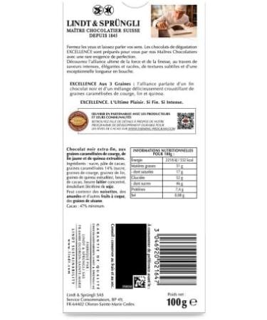 Lindt - Tablette EXCELLENCE Noir aux 3 Graines - Chocolat Noir - 100g (Lot de 2) Noir Trois Graines - Buy Online on GoSupps.com
