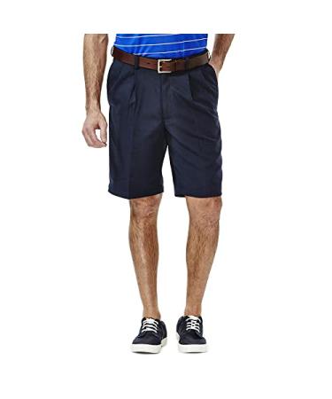 Haggar Men's Cool 18 Pleat Front Hidden Expandable Waist Short-Regular and Big & Tall Sizes 38 Navy