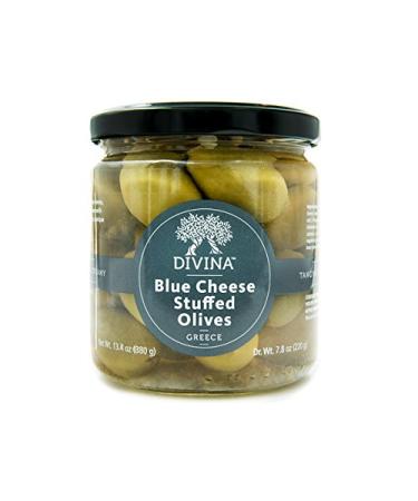 Divina Green Olives Stuffed w/ Blue Cheese, 7.8 oz (Pack of 2)