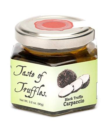 Black Truffle Slices Carpaccio wt. 3.2 oz (90g) Preserved in Olive Oil Burgundy Black Fall/Winter European Sliced Truffles (Tuber Uncinatum) Gourmet Food Garnish Seasoning