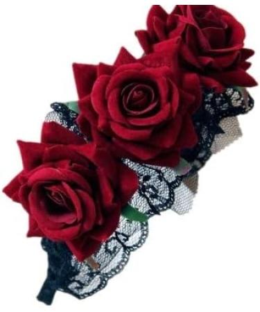 Flower Crown Headband Rose Headdress for Girls Ladies Women Floral Headwear Festival Maid Gothic Headband Black Lace Hair Hoop for Halloween Costume Accessory Cosplay Festival Vintage Fancy Decor - Buy Online on GoSupps.com