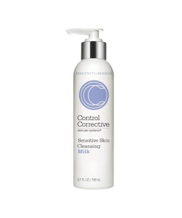 CONTROL CORRECTIVE Sensitive Skin Cleansing Milk  6.7 Oz - Creamy  Calming Cleanser With Soothing Liden Flower  Gentle  Comfrey  Aloe Vera  Chamomomile Extracts  Removes Make-Up & Daily Build Up