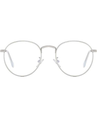 Migoo Classic Round Blue Light Filter Glasses - Unisex Retro Metal Frame Nerd Glasses in Silver - Buy Online on GoSupps.com