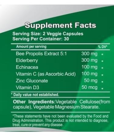 Propolis Organic Elderberry Extract with Echinacea Vitamin D3 Vitamin C and Zinc. Immune Support Supplement with Bee Propolis. Daily Immune Booster. Propolis and Elderberry Fusion - Buy Online on GoSupps.com