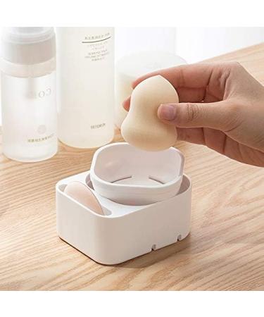 Hikinlichi Beauty Sponge Organizer Makeup Sponge Holder Cosmetic Sponge Powder Puff Blender Carrying Case Protective Reusable Washable Ivory White - Buy Online on GoSupps.com