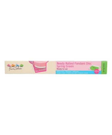 Funcakes Ready Rolled Fondant Disc Spring Green Green: Vanillage taste already rolled out very simple perfect for decorating cakes halal kosher and gluten -free.36cm diameter 3mm 430g vanilla 430 g (1 Pack)