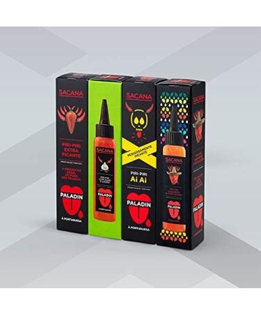 Paladin 4 Pack Hot Sauce | 1 Extra Strong 75ml | 1 Sacana AI AI 75 ml | 1 Habanero 75 ml | 1 Garlic and Bay 75 ml