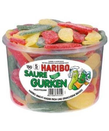 Haribo Tart Cucumbers Fruit Gum Box, 4 Pack (4 x 1350g)