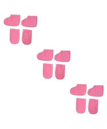 MAGICLULU 6 Pairs Gloves for Nail Paraffin Bath Liners Wax Bath Gloves Hand Moisturizer Gloves Paraffin Wax Refill Feet Cover Bags Spa Gloves Wax Booties Mittens Work Pink Boots