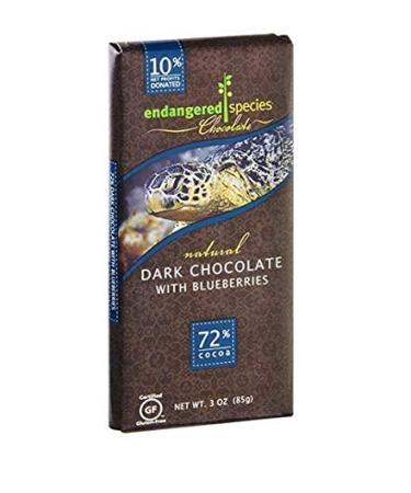 Endangered Species Chocolate Luscious Blueberries + Dark Chocolate 72% Cocoa 3 oz (85 g)
