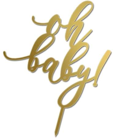 Add Elegance to Your Celebration with Oh Baby Cake Topper - Gold Acrylic Happy Birthday Baby Shower Cake Decoration Gold - Buy Online on GoSupps.com