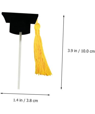 TOPPERFUN 12pcs Graduation Season Card Graduation Hat Graduation Caps Cupcake Topper Graduation Cocktail Picks Graduation Appetizer Picks Phd Toothpick Student Doctor's Hat Non-woven Fabric Yellow 10X3.8X3.8CM - Buy Online on GoSupps.com