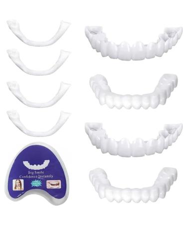 Brigtviee 2 Pairs of Dentures Temporary Smile False Teeth Adjustable Snapin Veneers Covering Imperfect Teeth to Regain Smile Confidence