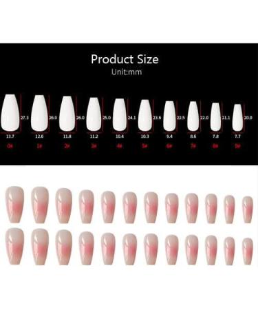 Noapasa Long Fake Nails French Tip Press on Nails Full Soft Gel Glue on Nails Glossy Acrylic Nails with Design for Women and Girls (Pink) - Buy Online on GoSupps.com