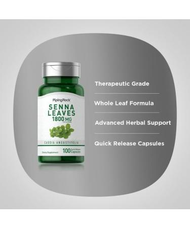 Senna Leaves 450mg 100 Capsules | Non-GMO & Gluten Free | Piping Rock - Buy Online on GoSupps.com