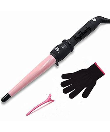Curling Iron Professional Ceramic Tourmaline Hair Curler Hot Tool Curling Wand 1/2-1 Inch Pink Clipless