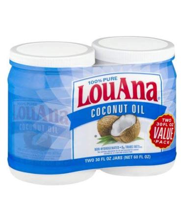 LouAna Pure Coconut Oil (All Natural) 30 fl oz (2 jars)