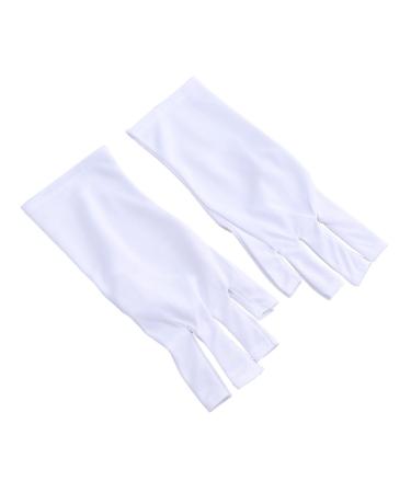 DRESSOOS 1 Pair Half-Finger Gloves Anti Uv Glove Cotton Glove Silicone Ear Display Nail Uv Shield Glove Chinese Wooden Pillow White Manicure