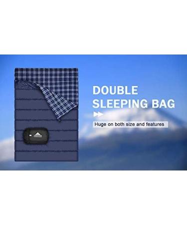 Cotton Flannel Double Sleeping Bag for Camping, Backpacking, or Hiking - Queen Size 2 Person Waterproof Sleeping Bag for Adults or Teens - Lightweight & Waterproof - Blue - Buy Online on GoSupps.com