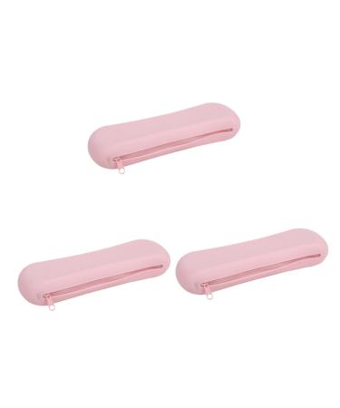 FRCOLOR 3pcs Silicone Storage Bag Makeup Brush Bag Cosmetic Brush Case Cosmetic Brush Bag Makeup Brush Case Makeup Brush Pouch Travel Makeup Brush Holder Makeup Brush Storage Pouch Pinkx3pcs 20x6cmx3pcs