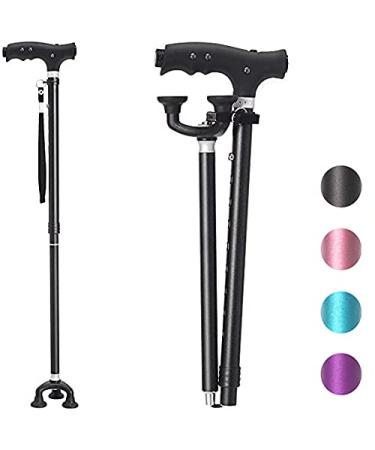 BeneCane Walking Cane Adjustable Cane Flexible Walking Cane with LED Light Lightweight Sturdy Portable Walking Stick - Balancing Mobility Aid for Men Women Seniors Comfortable Handle(Pink) black