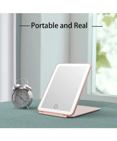 HUOJUCUN Shanker LED Travel Makeup Mirror with Light, Foldable & Portable Lighted Makeup Mirror with Small Magnifying Mirror - Pink - Buy Online on GoSupps.com