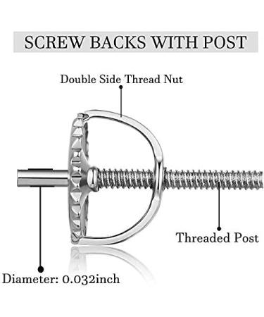14k Gold Plated 925 Sterling Silver Screw Earring Backs - Hypoallergenic, 2 Pairs, Fits Threaded Post 0.032'' White - Buy Online on GoSupps.com