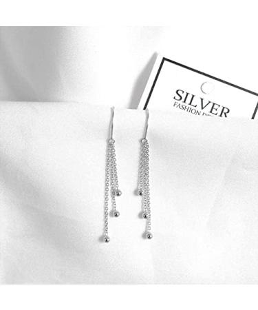 Ear Stud Earrings for Women Peas Round Beads Tassel Ear Clips Personality Temperament Female Long Fashion Ear Line Party Gift e Ear Studs - Buy Online on GoSupps.com