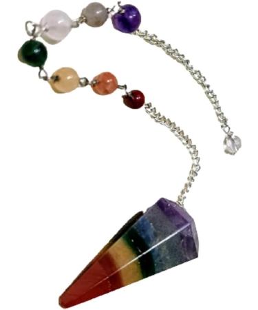 Handcrafted 7 Chakra Crystal Pendulum for Healing and Scrying - Genuine Gemstone Dowsing Tool with Orgonite Point and Chakra Beads Chain - Buy Online on GoSupps.com