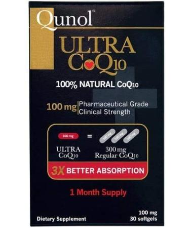 Qunol Ultra CoQ10-100% Soluble Coq10 100mg - 3X Better Absorption Coenzyme Q10-30 Softgels (Pack of 3) 90 Day Supply