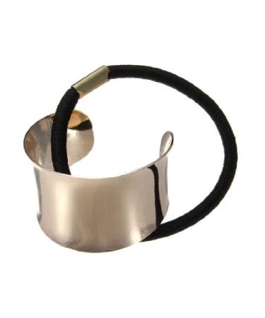 DIVISTAR Stylish Punk Metal Circle Ponytail Elastic Band Hair Holder Ring Gold Color Half Round