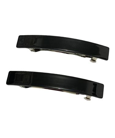 2pcs Large Rectangular French Design Hair Barrette Clip Pins Grips Smooth Elegant Womens Girls Hair Clips Slides Accessories Length 8CM (2pcs Black)