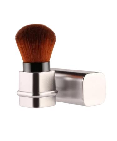 Retractable Powder Brush Travel Nail Dust Brush Portable Makeup Brush with Cover Silver Manicure Tackle