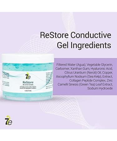 7E Wellness ReStore Conductive Gel - 4oz | Facial Skin Care with Green Tea Extract, Hyaluronic Acid & Collagen Peptides - Buy Online on GoSupps.com