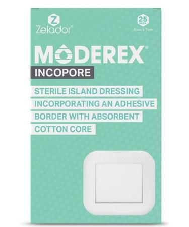 Moderex Sterile Adhesive Island Dressing with Absorbent Cotton Pad (6x7cm x 25)