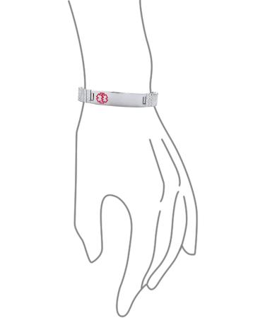 Bling Jewelry Unisex Personalized Medical ID Bracelet - Silver Stainless Steel Custom Engraved Adjustable for Women & Teens - Buy Online on GoSupps.com