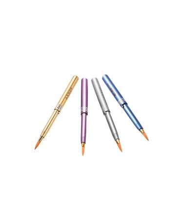 Androxeda lip brush pull-in lip brush with cap portable applicator for lipstick lip gloss Professional natural synthetic bristle make-up brush tools (blue pink gold purple))