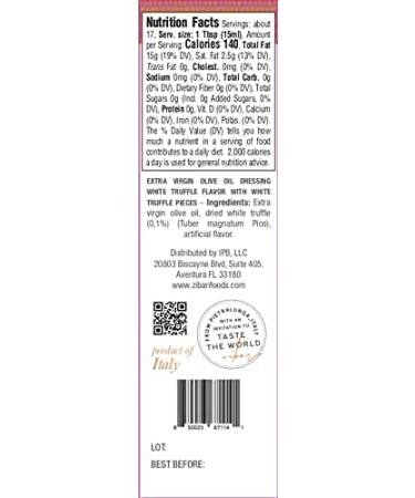 Zibari White Truffle Oil 8.4 FL Oz with Truffle Pieces | Gourmet Product from Italy | Non-GMO Artisanal Chef Approved for International Cuisine - Buy Online on GoSupps.com