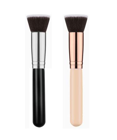 LuLiyLdJ 2 Pack Foundation Brush Flat Brush for Buffing Blending and Blending Facial Makeup