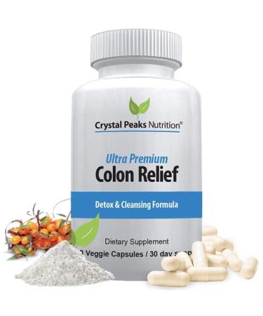 CRYSTAL PEAKS NUTRITION Natural Colon Cleanser Capsules for Constipation Relief and Gut Health - Extra Strength Constipation Relief for Adults - Promote Regularity and Relief (60 Capsules)