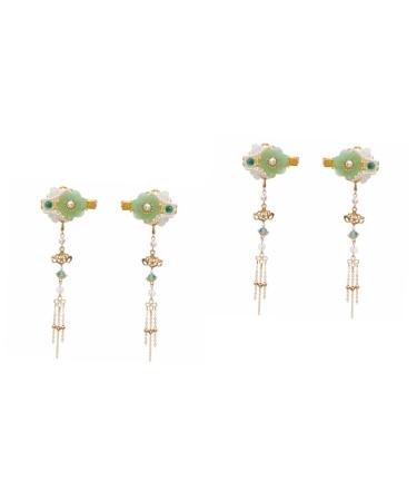 FRCOLOR 2 Pairs tassel hair clip asian hair accessories hair clip for hair Side hair Clip hanfu hairpin womens barrettes for hair Chinese Wedding Hair Clips pearl crystal decorate bride