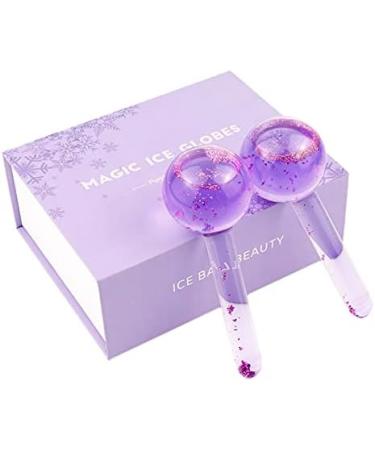 Karriter 2Pcs Beauty Ice Face Massage - Crystal Glass Ice Ball Wave Stick for Skin Care - Purple | International Shipping - Buy Online on GoSupps.com