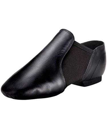 Linodes (Tent Leather Upper Jazz Shoe Slip-on for Women and Men's Dance Shoes 8 Women/7.5 Men Black