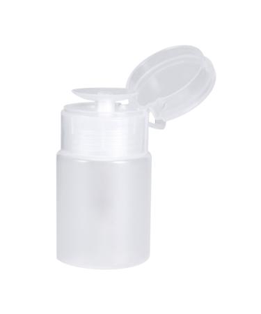 60ML Refillable Liquid Pump Bottle Transparent Empty Pump Dispenser Cosmetic Nail Polish Removal Press Pump Bottle for Nail Art Salon Beauty Salon(White)