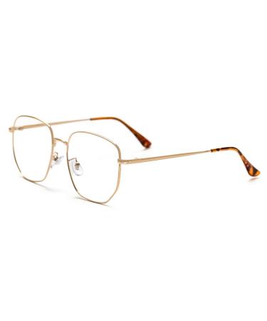 Kaeoisfu fashion big metal reading glasses for men and women robust large blue light blocking computer reader anti-fatigue of the eyes computer presbyopia glasses against eye fatigue gold-38 1.5 dioptries