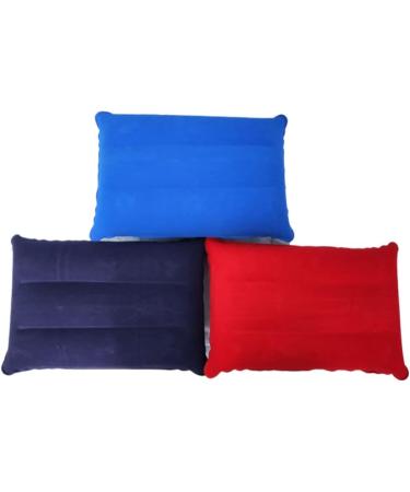 Ergonomic Inflatable Camping Travel Pillow for Neck & Lumbar Support - Flocked Fabric, Comfortable & Portable (Purple/Red/Royal Blue) - Buy Online on GoSupps.com